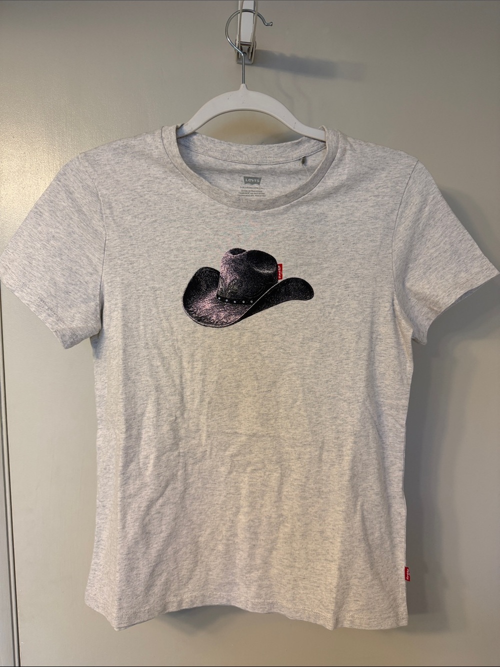 Levi's Gray Tee with Black Cowboy Hat Graphic